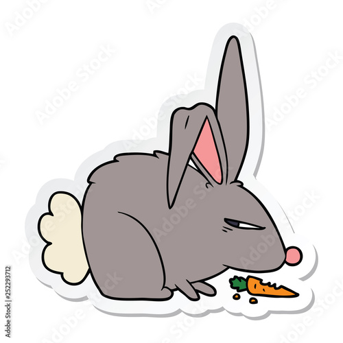 Fototapeta Naklejka Na Ścianę i Meble -  sticker of a cartoon annoyed rabbit