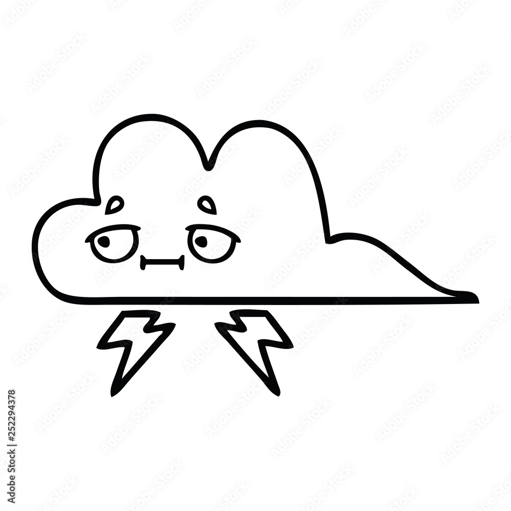line drawing cartoon thunder cloud line drawing cartoon thunder cloud