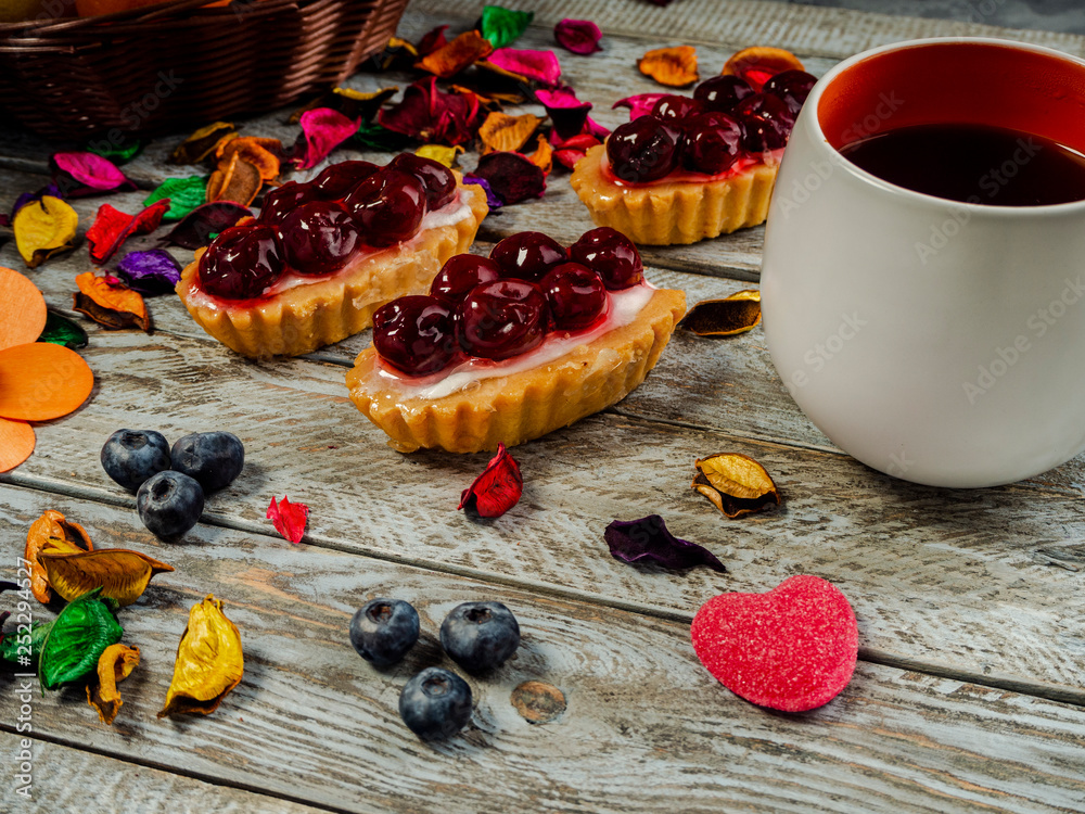 Delicious shortbread cake on wooden background Delicious shortbread cake on wooden background