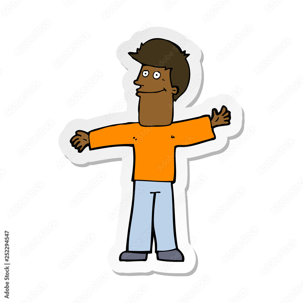 sticker of a cartoon happy man sticker of a cartoon happy man