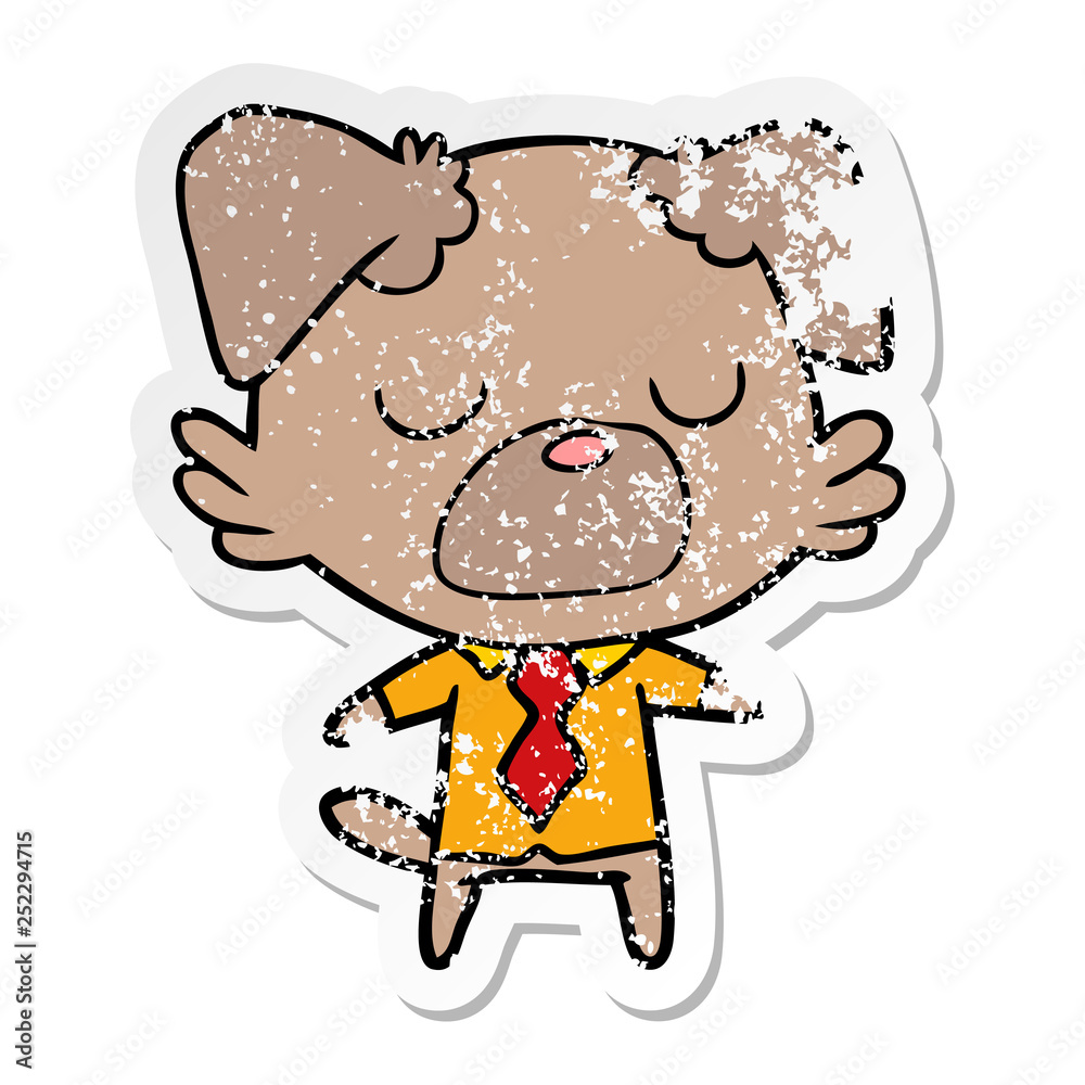 distressed sticker of a cartoon dog manager distressed sticker of a cartoon dog manager