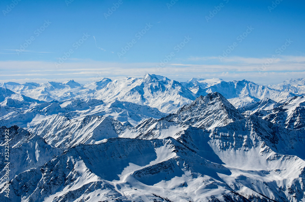 mountain tops on sunny day in the Alps