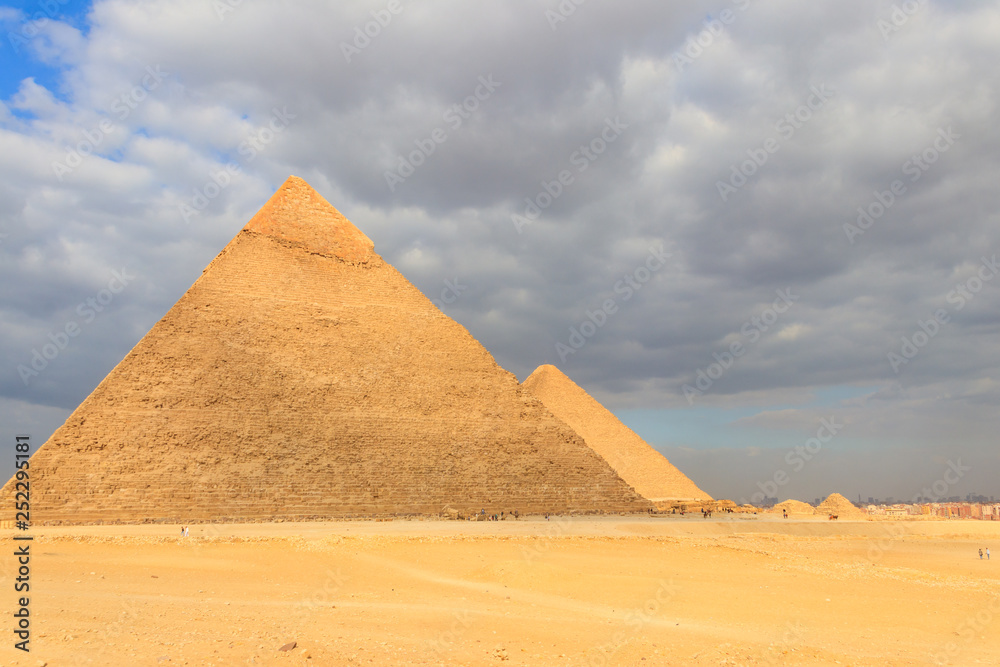 Giza pyramid complex on the Giza Plateau, on the outskirts of Cairo, Egypt Giza pyramid complex on the Giza Plateau, on the outskirts of Cairo, Egypt