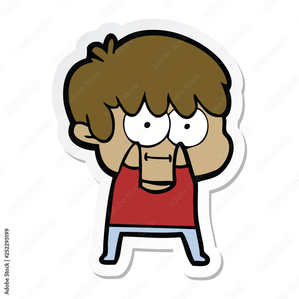 sticker of a happy cartoon man sticker of a happy cartoon man