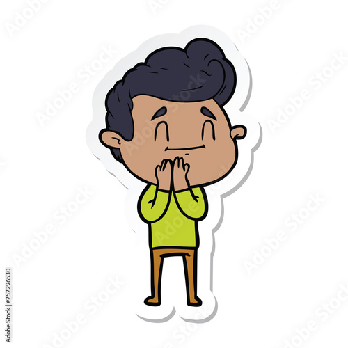 sticker of a happy cartoon man