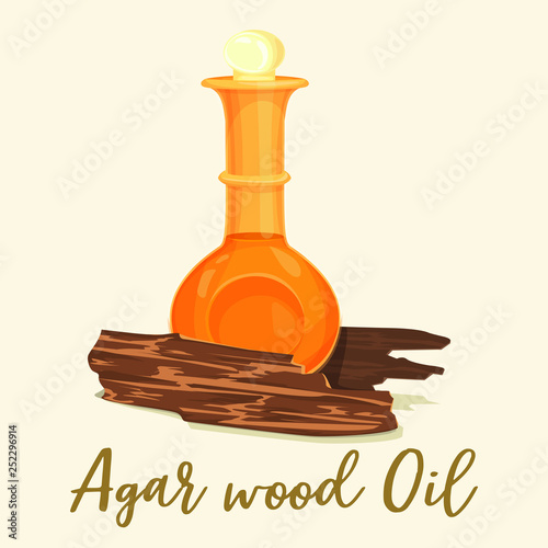 Agar wood perfume or agarwood oil in bottle photo