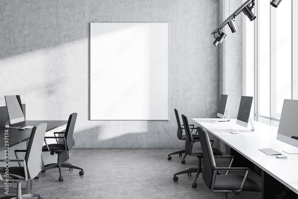 Fototapeta premium Concrete office with poster