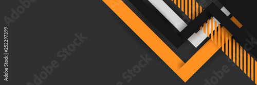 Bright black banner with a trend orange stripes