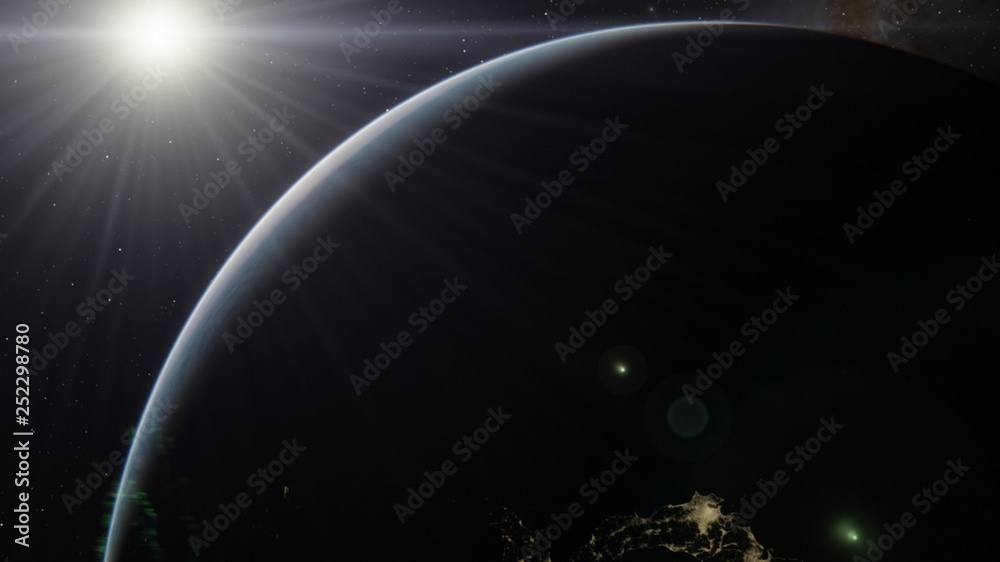 Obraz premium Planet Earth from space 3D illustration orbital view, our planet from the orbit, world, ocean, atmosphere, land, clouds, globe (Elements of this image furnished by NASA)