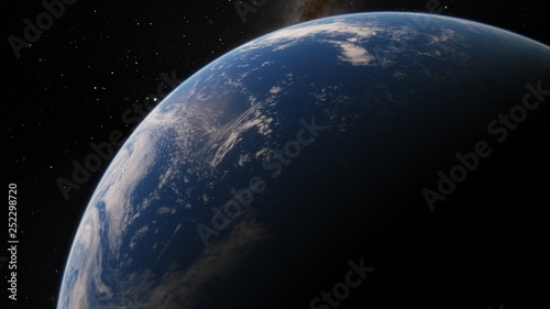 Planet Earth from space 3D illustration orbital view, our planet from the orbit, world, ocean, atmosphere, land, clouds, globe (Elements of this image furnished by NASA)