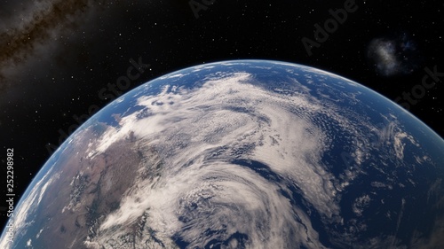 Fototapeta Naklejka Na Ścianę i Meble -  Planet Earth from space 3D illustration orbital view, our planet from the orbit, world, ocean, atmosphere, land, clouds, globe (Elements of this image furnished by NASA)