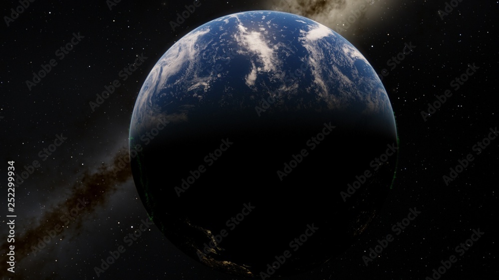 Planet Earth from space 3D illustration orbital view, our planet from the orbit, world, ocean, atmosphere, land, clouds, globe (Elements of this image furnished by NASA)