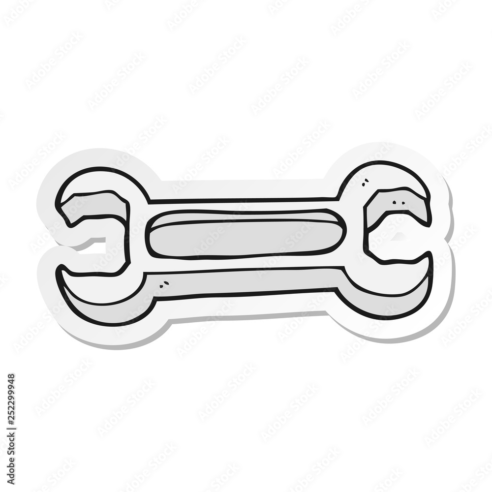 sticker of a cartoon spanner sticker of a cartoon spanner