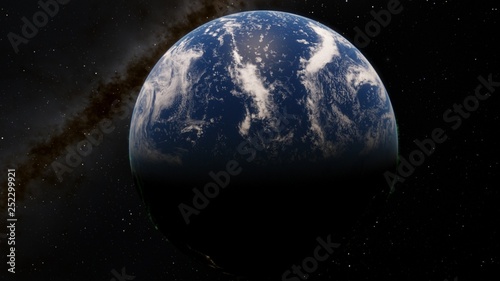 Planet Earth from space 3D illustration orbital view, our planet from the orbit, world, ocean, atmosphere, land, clouds, globe (Elements of this image furnished by NASA)