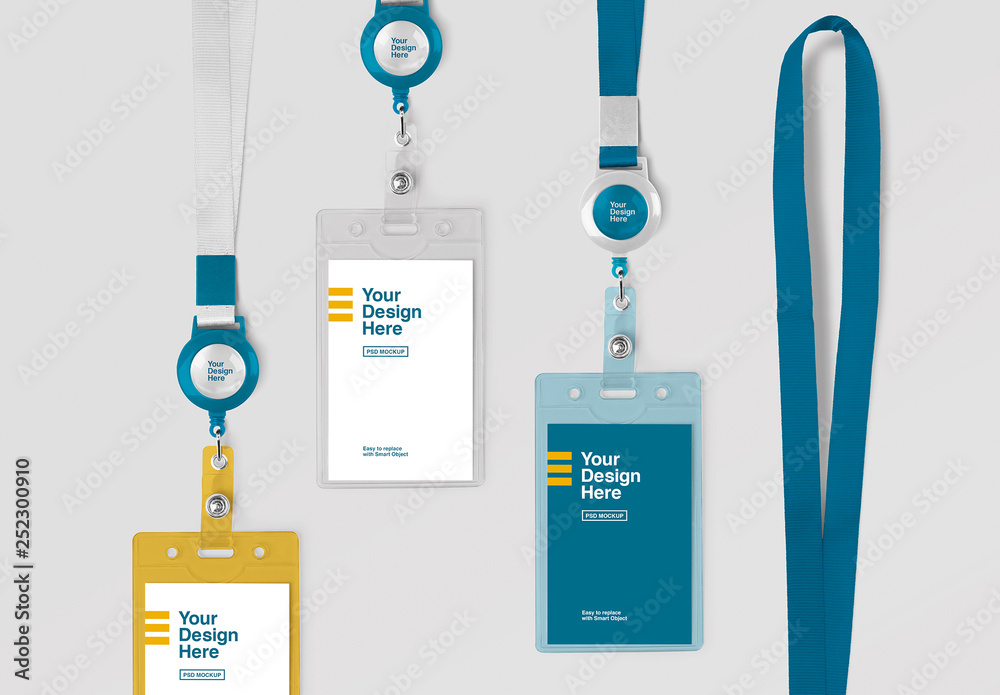 Vertical ID Card Holder Mockup Stock Template Adobe Stock