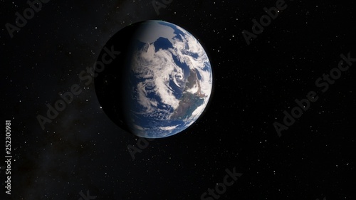 Planet Earth from space 3D illustration orbital view, our planet from the orbit, world, ocean, atmosphere, land, clouds, globe (Elements of this image furnished by NASA) © Инна Архипова