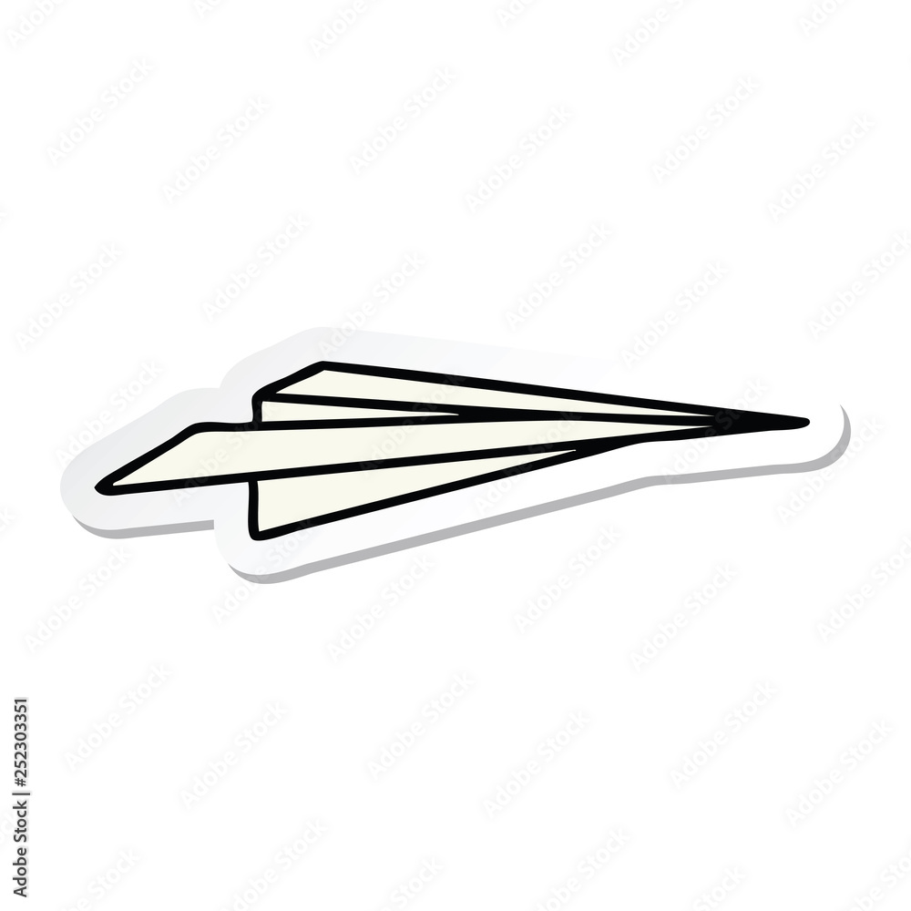sticker of a cute cartoon paper aeroplane sticker of a cute cartoon paper aeroplane