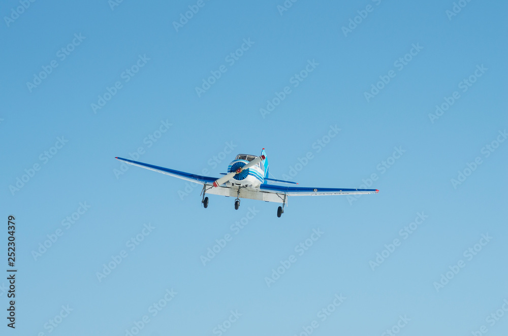 Aircraft Yakovlev Yak-18T performs aerobatics. Aircraft Yakovlev Yak-18T performs aerobatics.