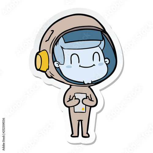 sticker of a happy cartoon astronaut man