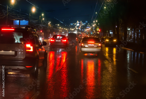 traffic on a night road
