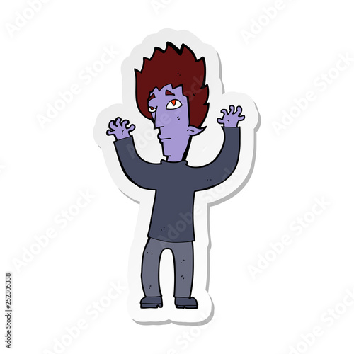 sticker of a cartoon vampire giving up