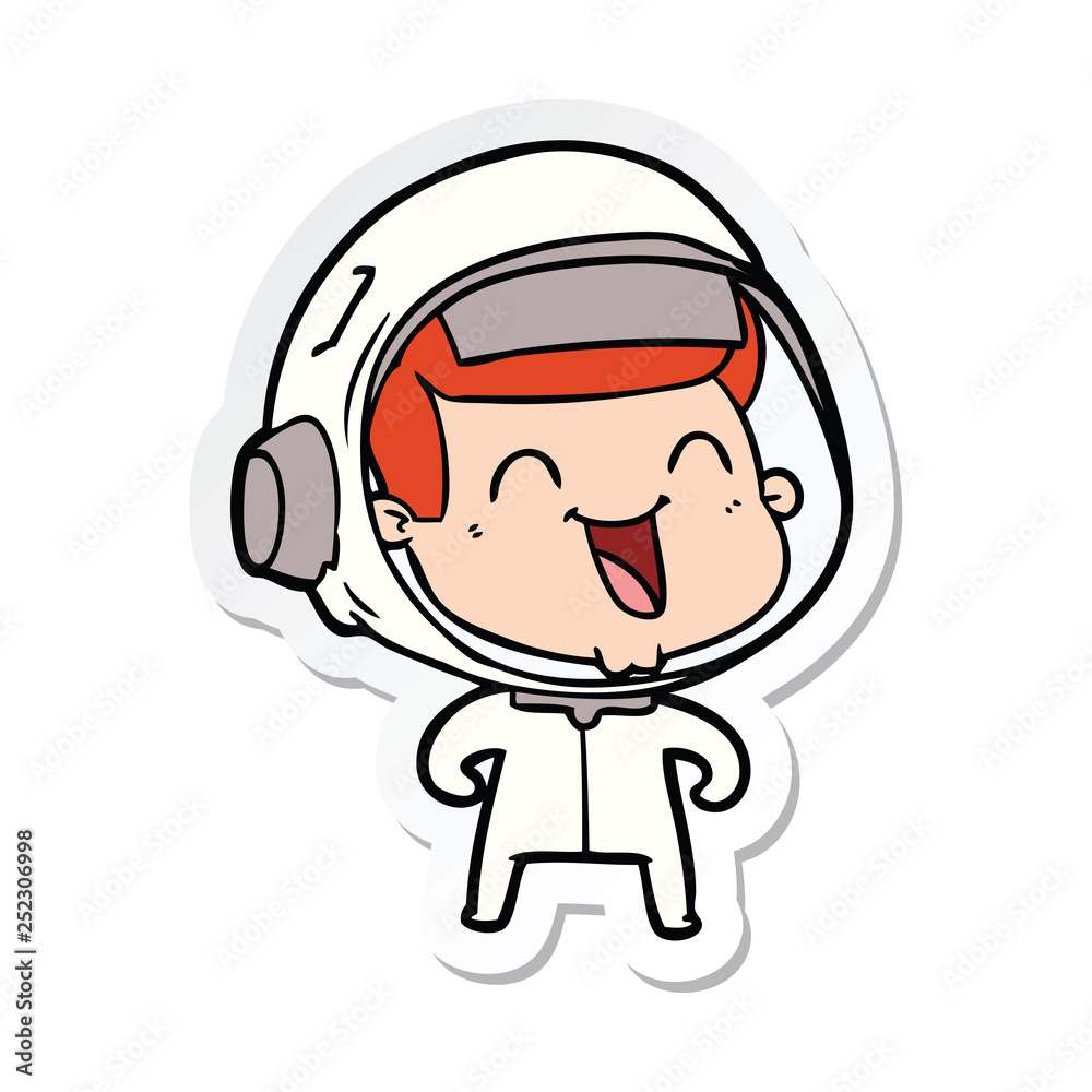 sticker of a happy cartoon astronaut sticker of a happy cartoon astronaut