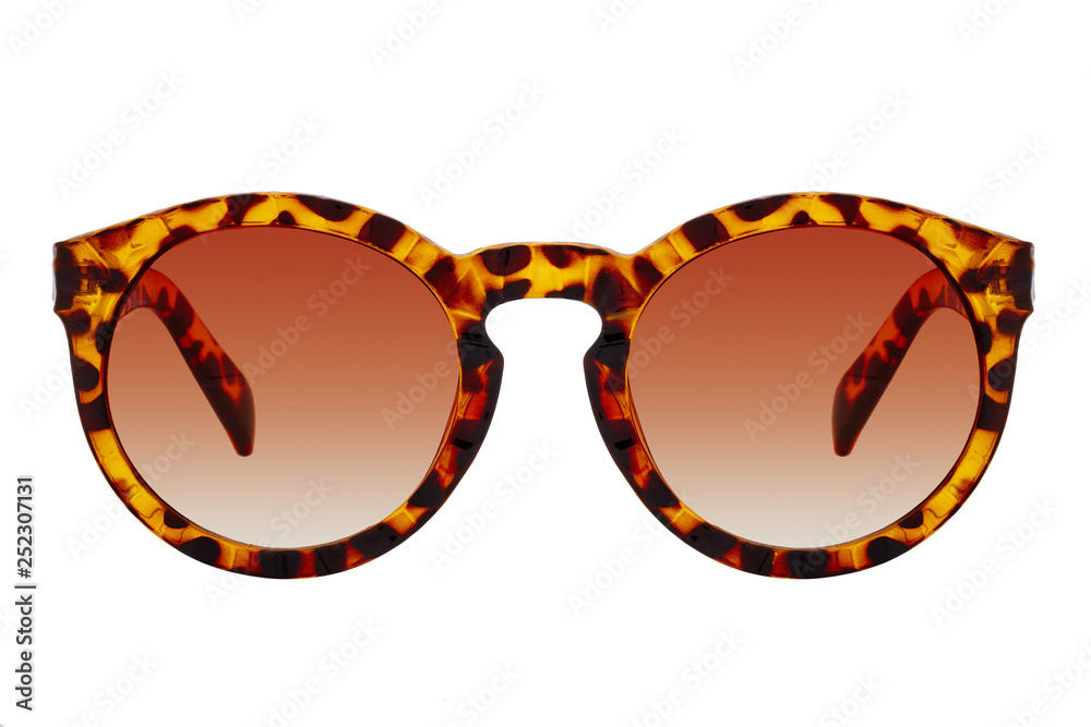 Leopard print sunglasses with brown gradient Lens isolated on white background