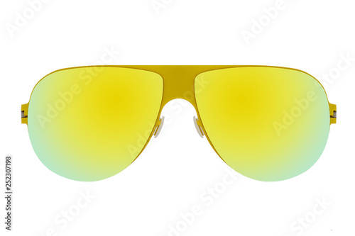 Yellow sunglasses with Yellow Mirror Lens isolated on white background