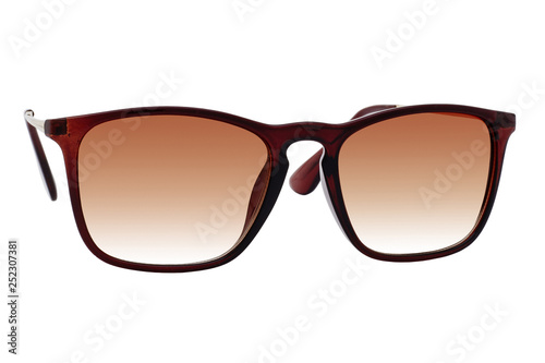 Brown sunglasses with brown gradient Lens isolated on white background