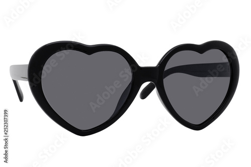 Black sunglasses with Lens like a heart isolated on white background