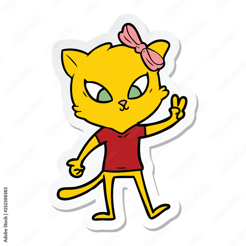 sticker of a cartoon cat