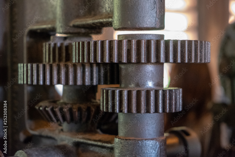 engine gear wheels, closeup view engine gear wheels, closeup view