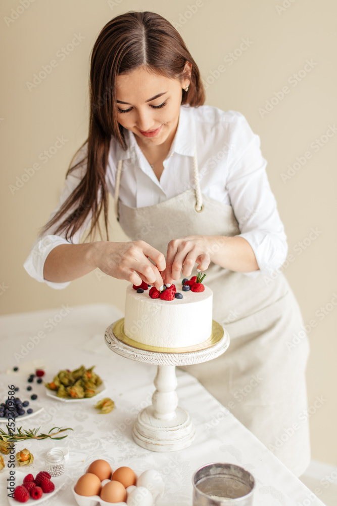 perfect gift. girl making holiday dessert, close up photo perfect gift. girl making holiday dessert, close up photo