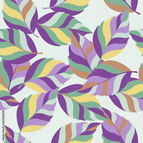  color foliage seamless pattern. Geometric leaves endless repeatable motif for surface design. Abstract modern summer seamless pattern for background, wrapping paper, fabric.Vector. Eps10.