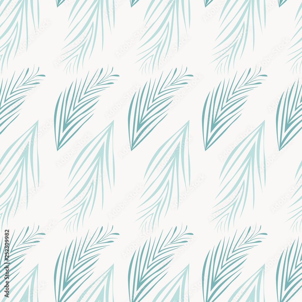 Seamless tropical palm fronds sway gently in this repeat pattern. For stationery and invitation backgrounds, textiles, resort flyers, beach weddings and celebrations. Vector. Seamless tropical palm fronds sway gently in this repeat pattern. For stationery and invitation backgrounds, textiles, resort flyers, beach weddings and celebrations. Vector.