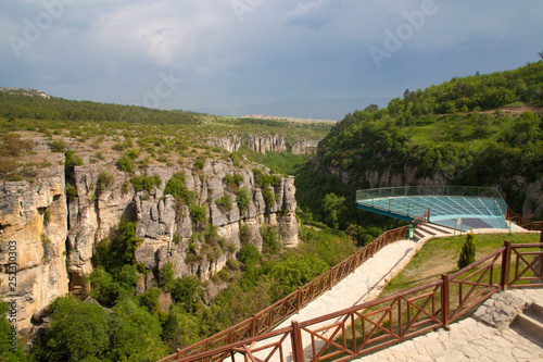 Crystal Terrace on incekaya (Tokatli) Canyon in Safranbolu/Turkey. This platform has 80 meters height. and incekaya canyon has wonderful trekking racecourse. photo