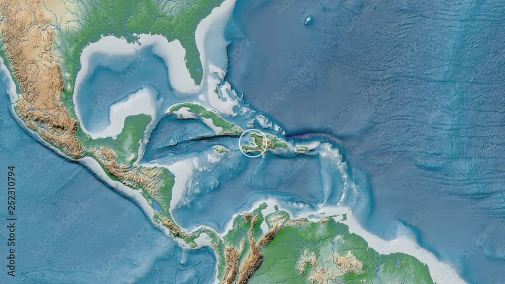 Haiti area presented against the global physical map in the Kavrayskiy VII projection with animated oblique transformation Haiti area presented against the global physical map in the Kavrayskiy VII projection with animated oblique transformation