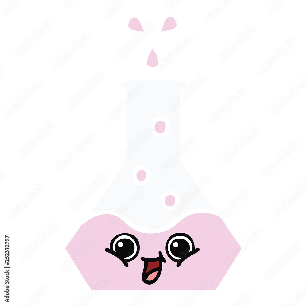 flat color retro cartoon science beaker flat color retro cartoon science beaker