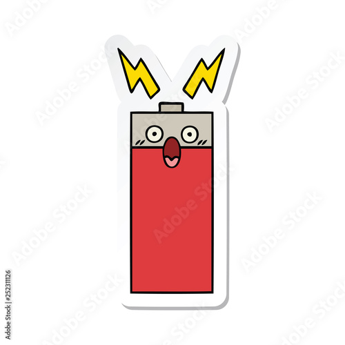 sticker of a cute cartoon battery