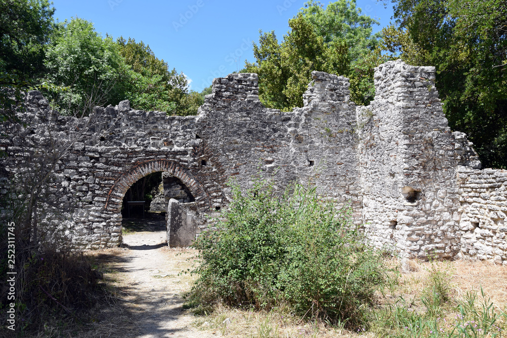 Ruins of Buthrotum, ancient city in south Albania. Butrint - UNESCO World Heritage.