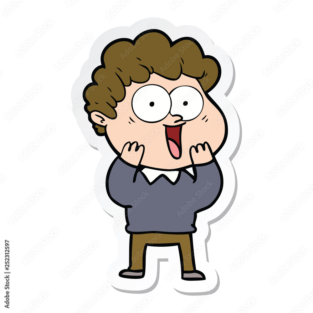 sticker of a cartoon happy man sticker of a cartoon happy man
