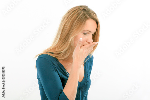 Blond woman with a cough