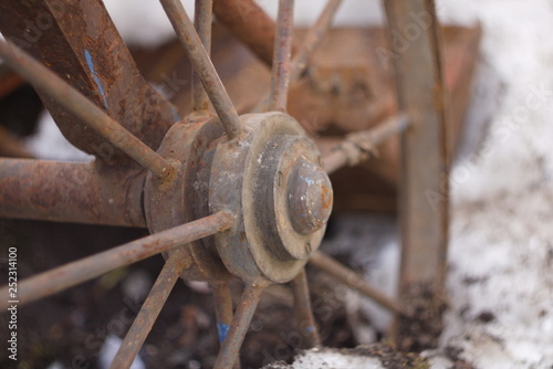 Vintage metal wheel with spokes