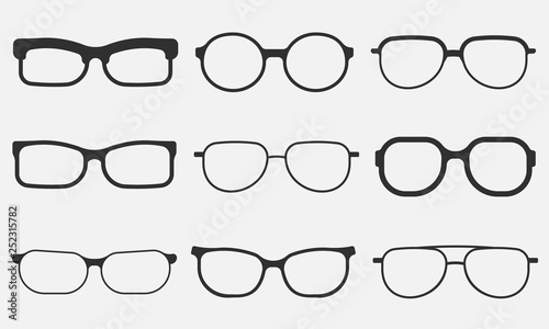 glasses icon set isolated on white background. Vector illustration.