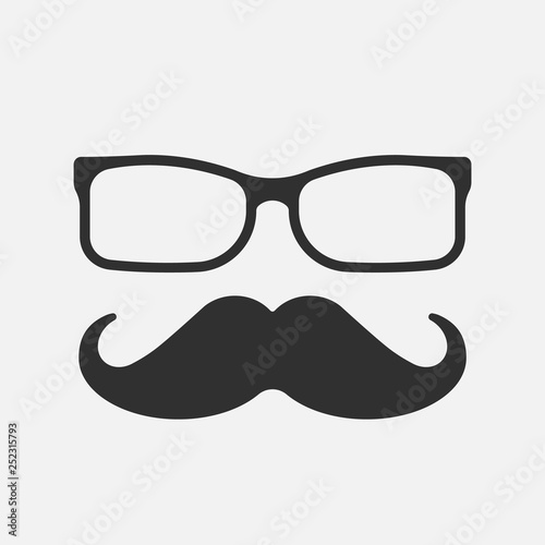 Mustache and Glasses Icon. isolated on white background. Vector illustration.