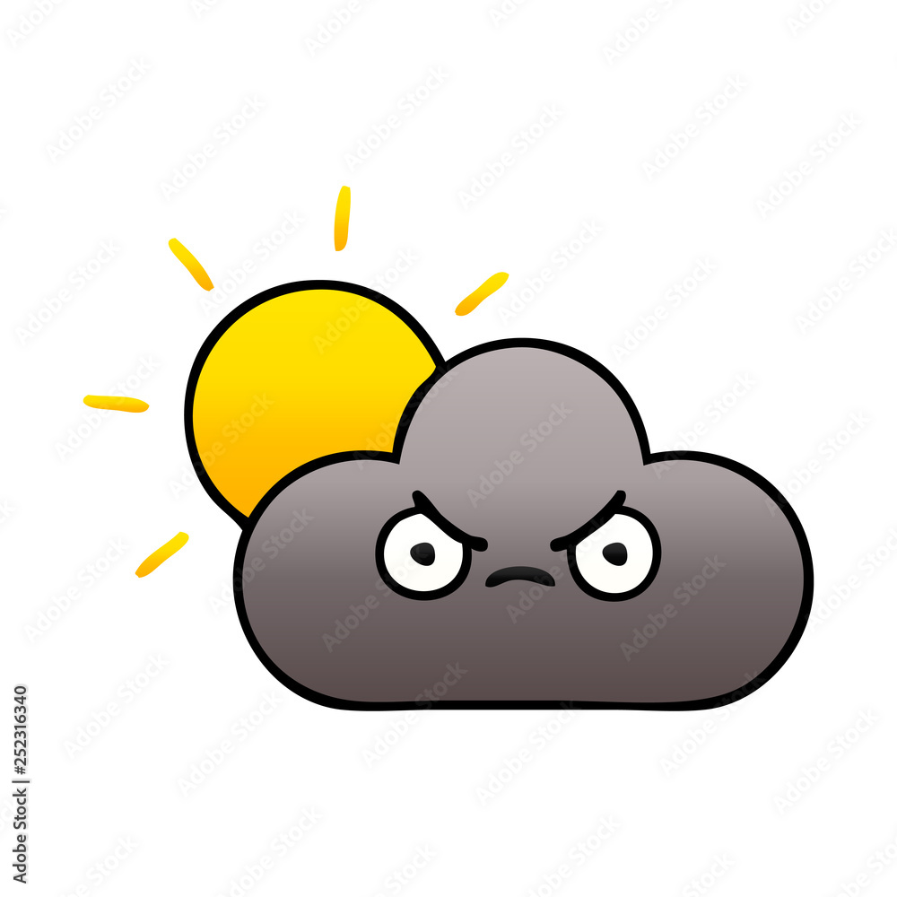 gradient shaded cartoon storm cloud and sun gradient shaded cartoon storm cloud and sun