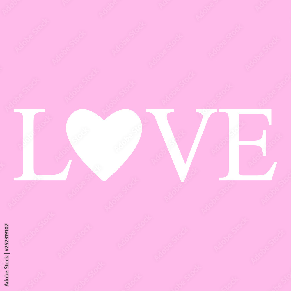 Valentine day concept. Love. Text with heart. Vector flat design Valentine day concept. Love. Text with heart. Vector flat design