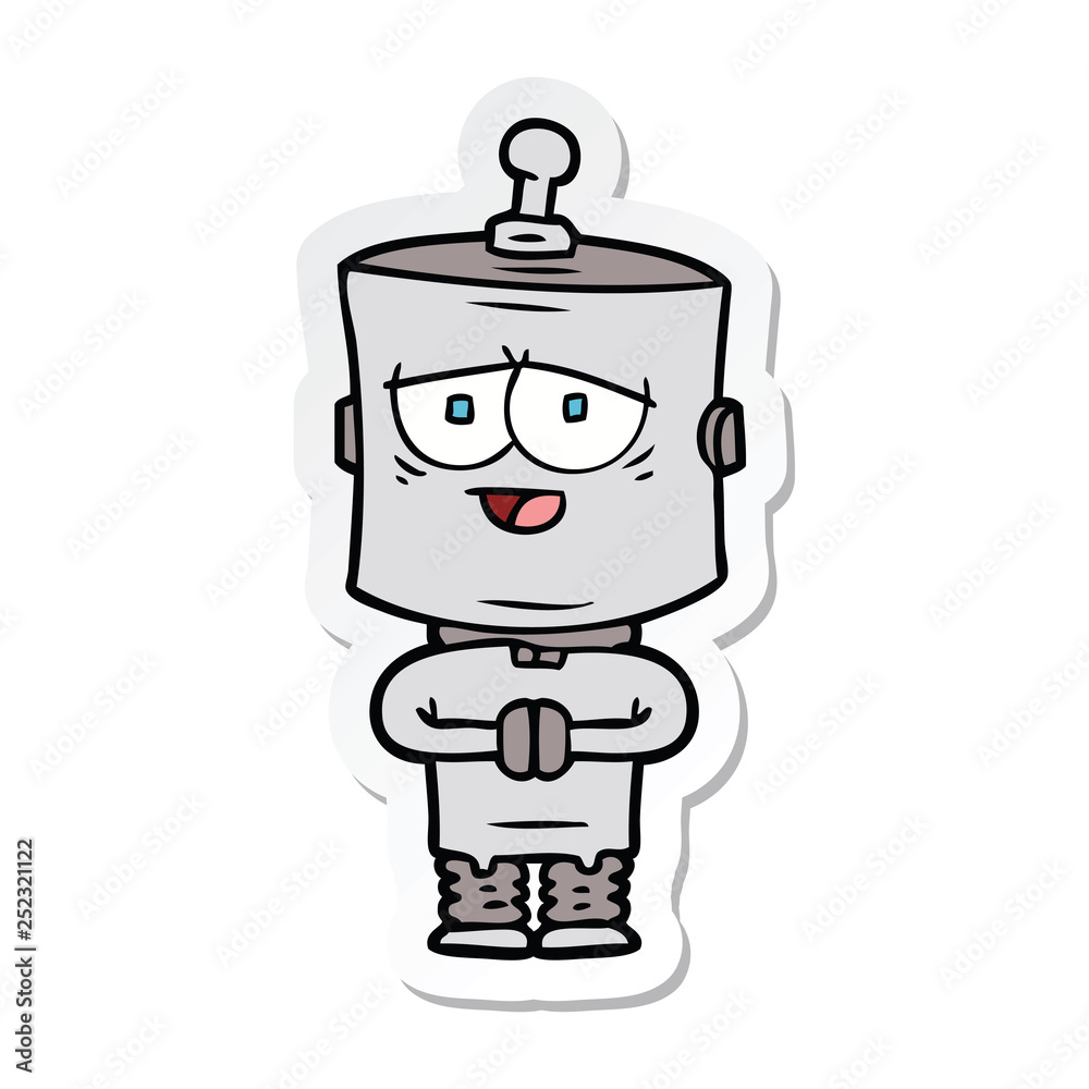 sticker of a cartoon robot sticker of a cartoon robot