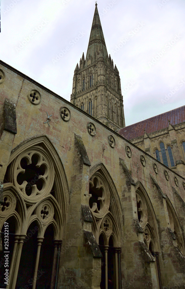 Salisbury Cathedral on a grey winters day