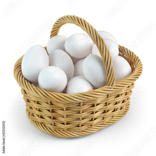 Wallpaper Mural White eggs in basket isolated on white background Torontodigital.ca